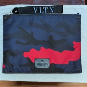 Valentino Men's Blue and Red Camouflage Toiletry Bag